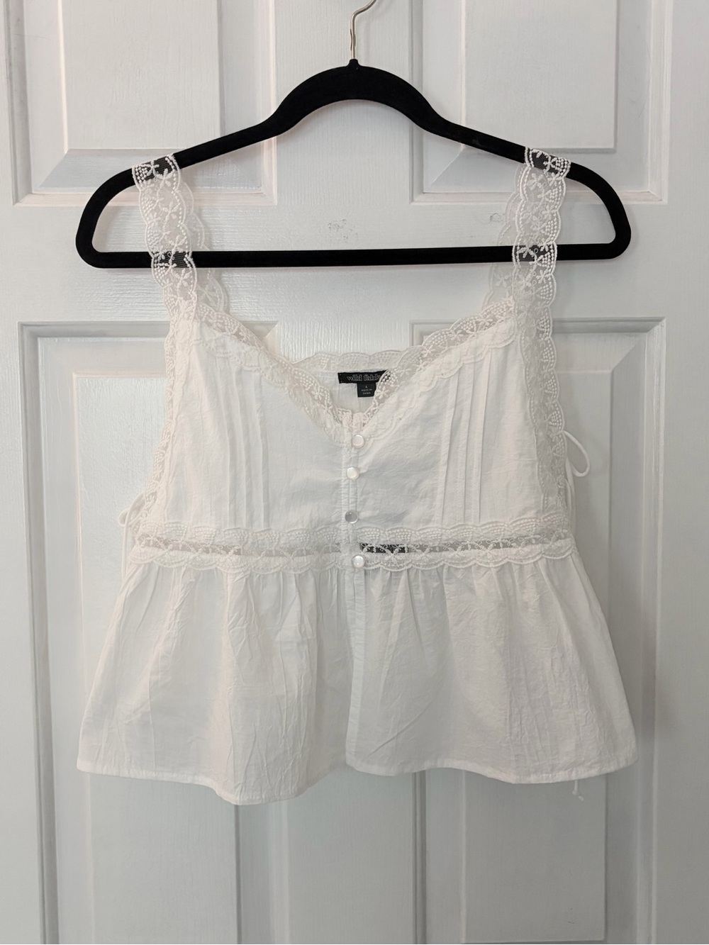 NWT Wild Fable Cotton Babydoll Lace Trim Crop Tank Top